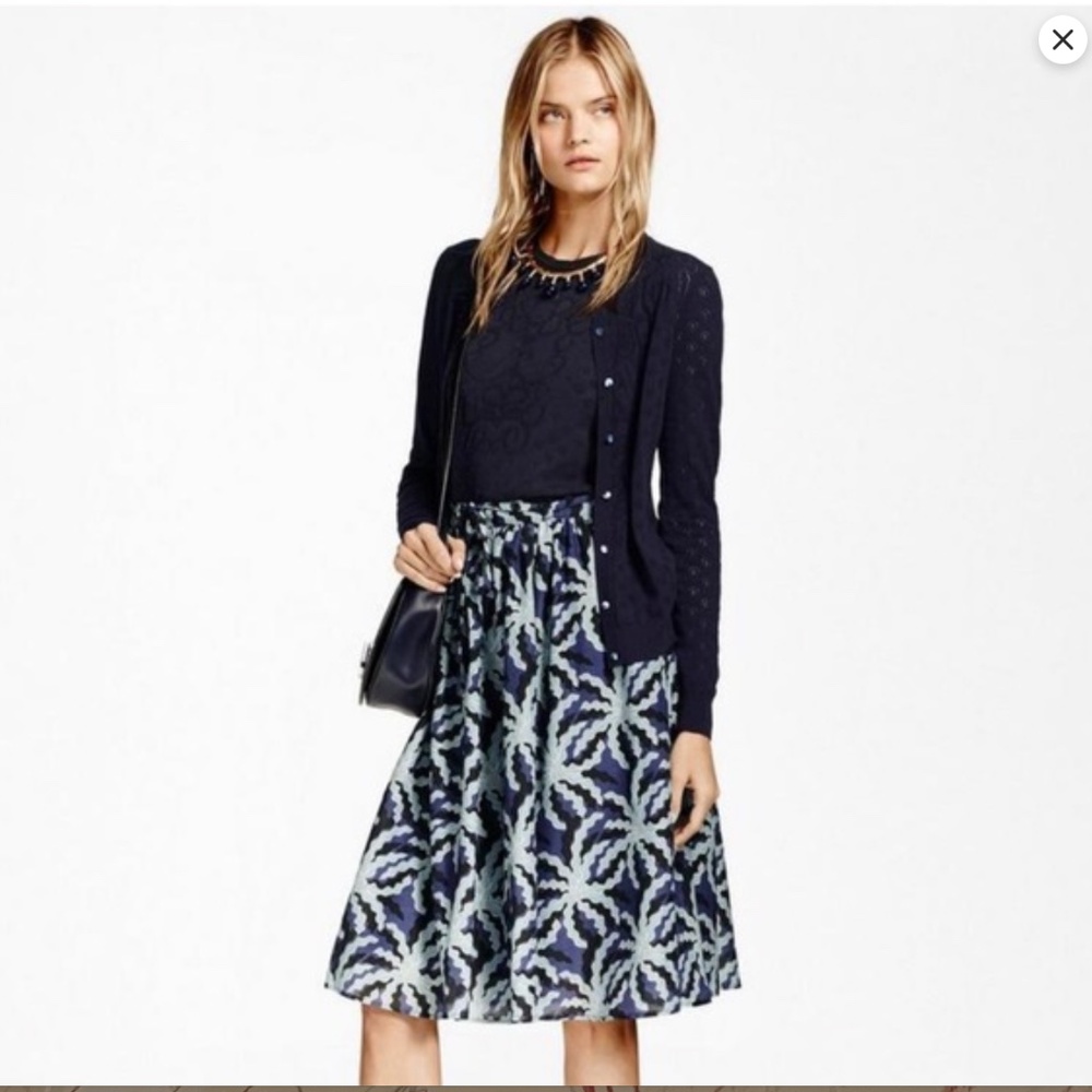 Brooks Brothers Cotton & Silk Midi Skirt, Size 14